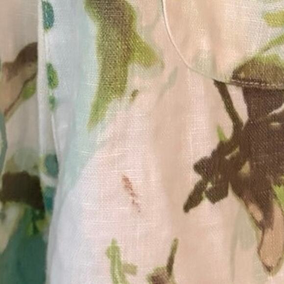 Chico's Linen Pants Back Pockets Stretchy Elastic Waist Floral Breezy Wide Leg - Picture 10 of 11